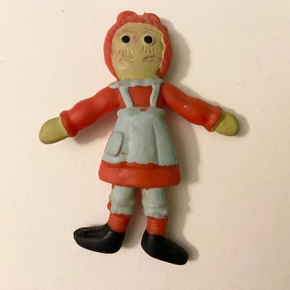 Vintage 1968 Raggedy Ann Doll Mini Rubber Doll 2.25 Inch Toy Figure Hong Kong